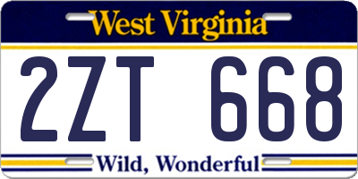 WV license plate 2ZT668