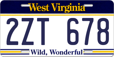WV license plate 2ZT678