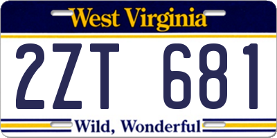 WV license plate 2ZT681