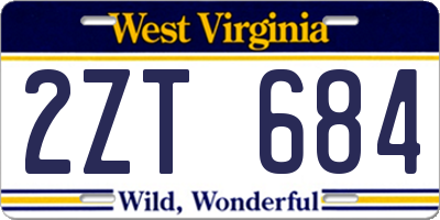 WV license plate 2ZT684