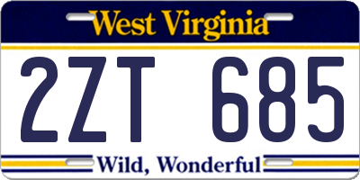 WV license plate 2ZT685