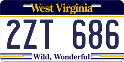 WV license plate 2ZT686