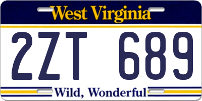 WV license plate 2ZT689