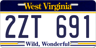 WV license plate 2ZT691