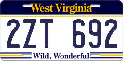 WV license plate 2ZT692