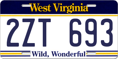 WV license plate 2ZT693