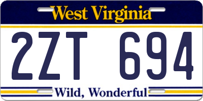 WV license plate 2ZT694