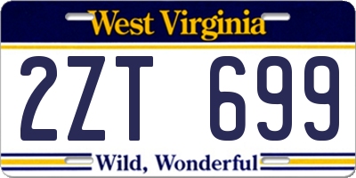 WV license plate 2ZT699
