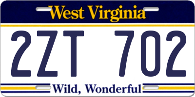 WV license plate 2ZT702