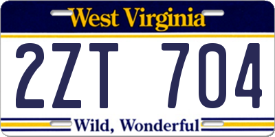 WV license plate 2ZT704