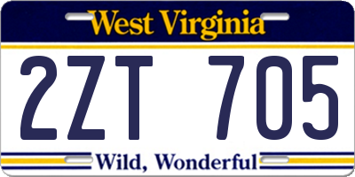 WV license plate 2ZT705