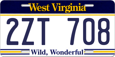 WV license plate 2ZT708