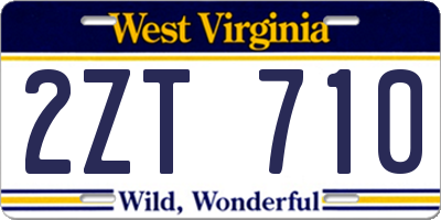 WV license plate 2ZT710