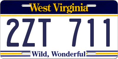 WV license plate 2ZT711