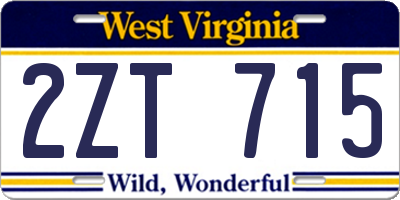WV license plate 2ZT715