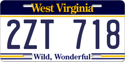 WV license plate 2ZT718