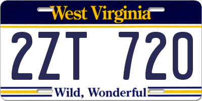 WV license plate 2ZT720