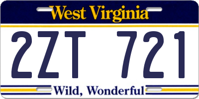WV license plate 2ZT721