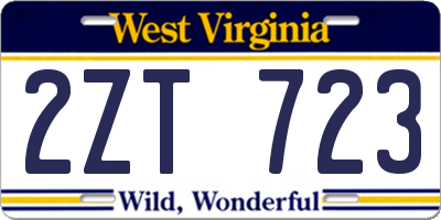 WV license plate 2ZT723
