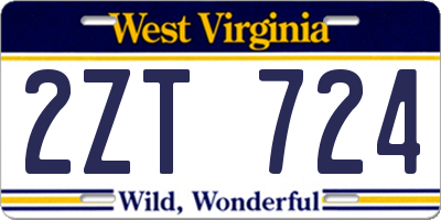 WV license plate 2ZT724
