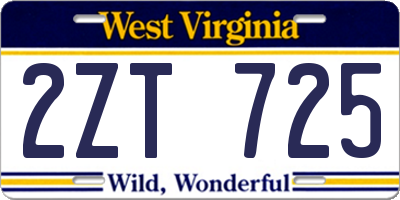 WV license plate 2ZT725
