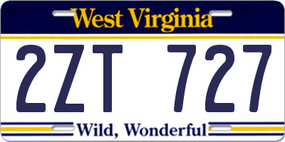 WV license plate 2ZT727