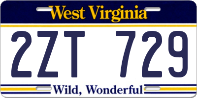 WV license plate 2ZT729