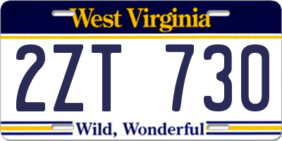 WV license plate 2ZT730