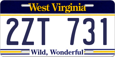 WV license plate 2ZT731