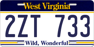 WV license plate 2ZT733