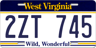 WV license plate 2ZT745