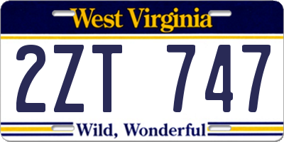 WV license plate 2ZT747