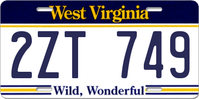 WV license plate 2ZT749
