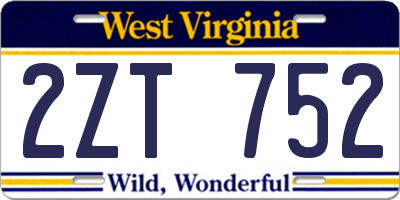 WV license plate 2ZT752
