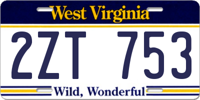 WV license plate 2ZT753