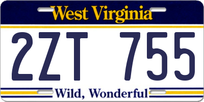WV license plate 2ZT755