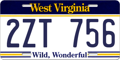 WV license plate 2ZT756