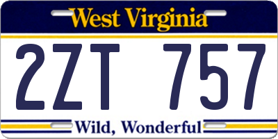 WV license plate 2ZT757