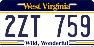 WV license plate 2ZT759