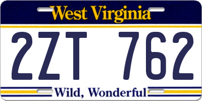 WV license plate 2ZT762