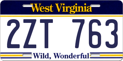 WV license plate 2ZT763