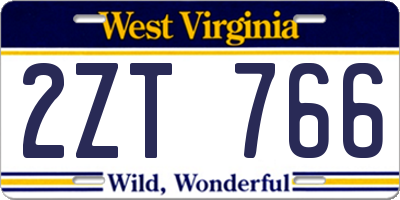 WV license plate 2ZT766