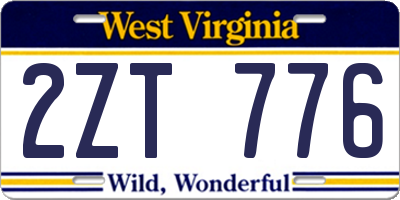 WV license plate 2ZT776