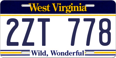 WV license plate 2ZT778