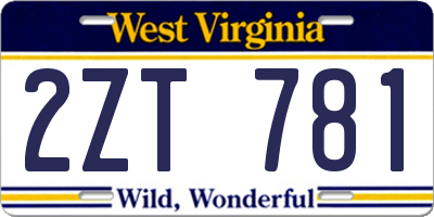 WV license plate 2ZT781