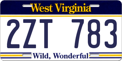 WV license plate 2ZT783