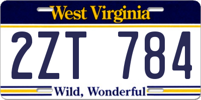 WV license plate 2ZT784