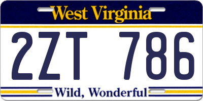 WV license plate 2ZT786