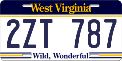 WV license plate 2ZT787