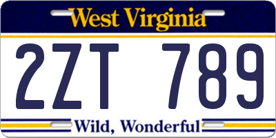 WV license plate 2ZT789